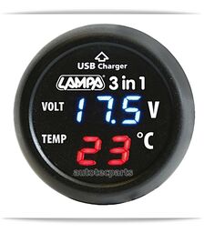 Βολτόμετρο Θερμόμετρο USB 12-24V    LAM - Φανοποιεία & Αξεσουάρ στο Autotec Δούμας